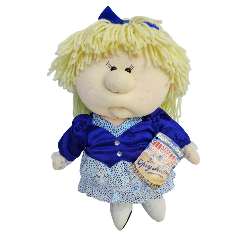 Grand Ole Opry The Opry Kids Plush Doll Blonde Yarn Hair Blue Sequin Dress 12"